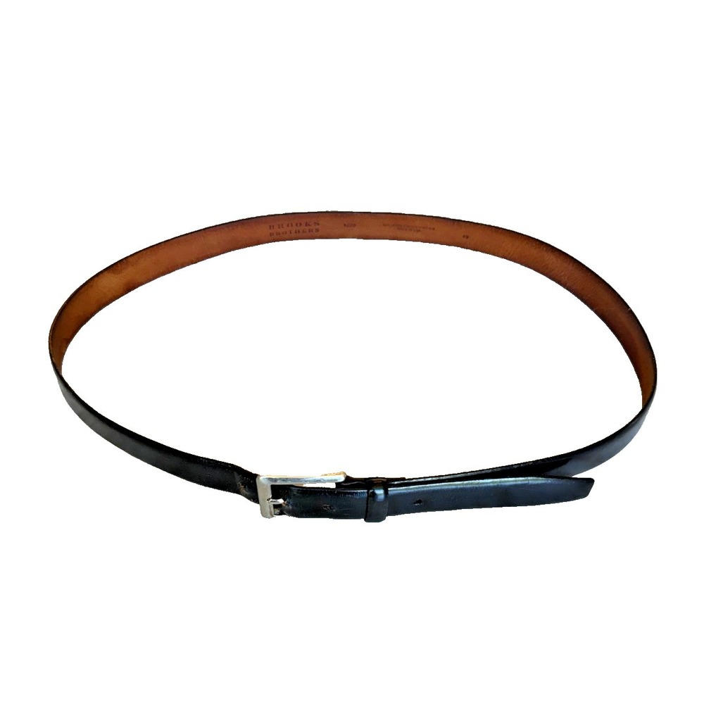 Brooks Brothers Vintage Men's Black Italian Leather Dress Belt Polished; Size 49